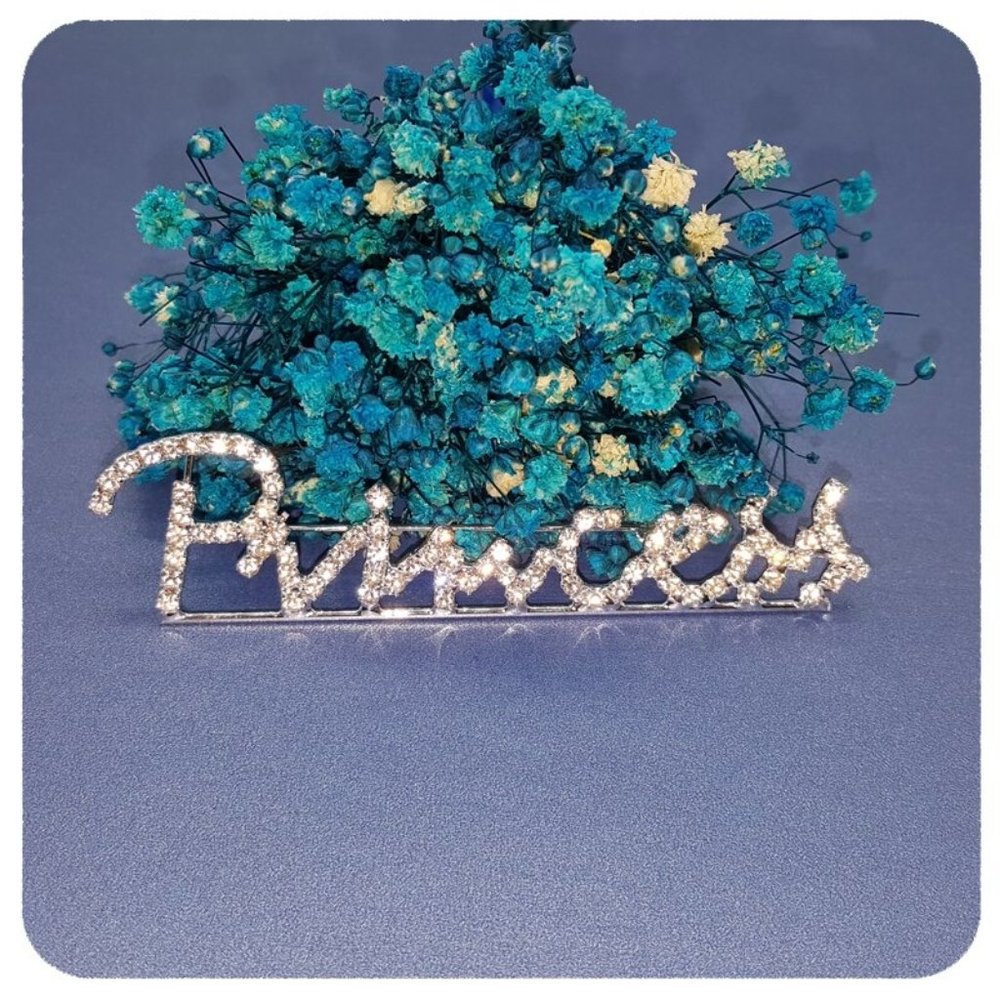 Large 3.50" Rhinestone "Princess" Pin Brooch - Picture 2 of 2